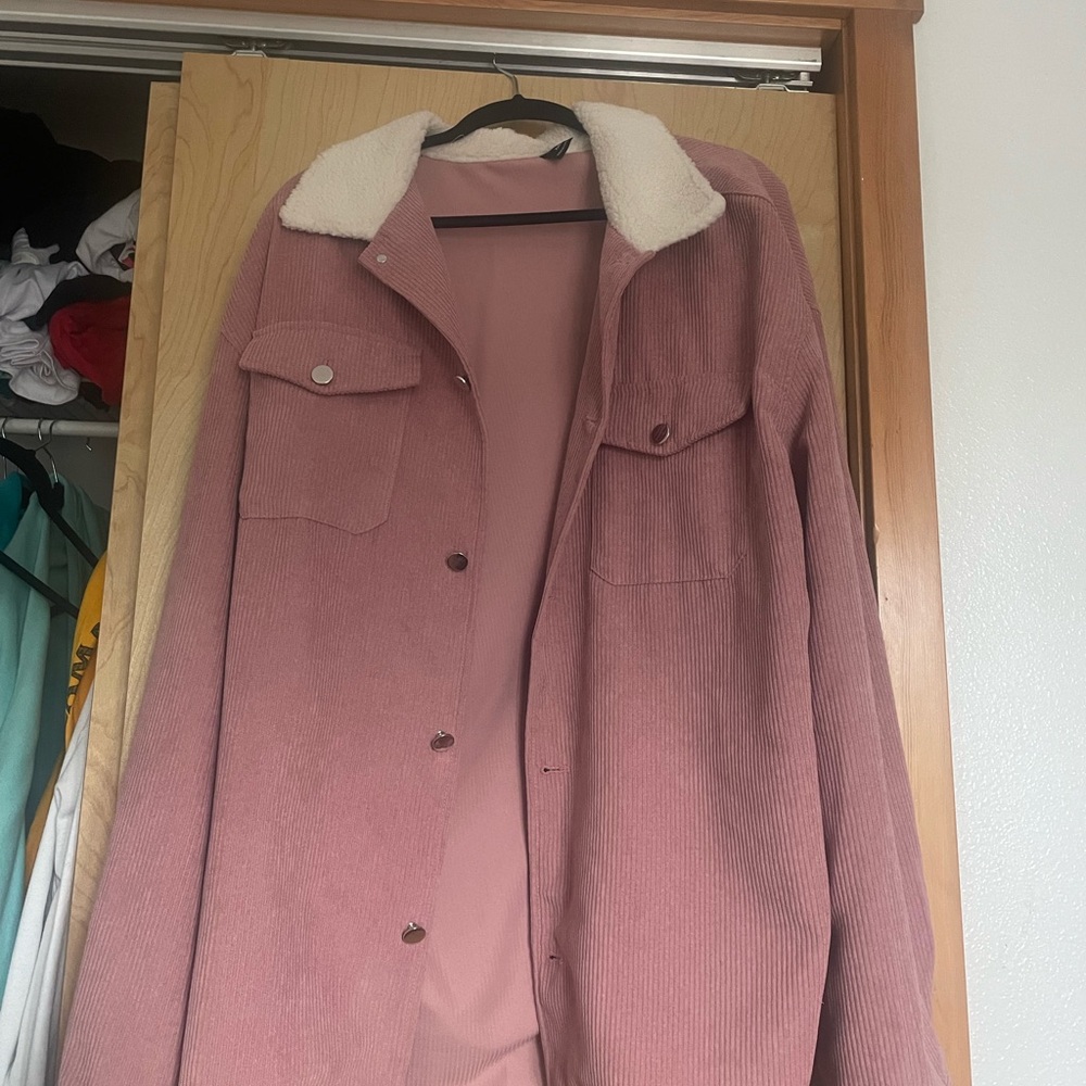 SHEIN Pink Corduroy  Jacket